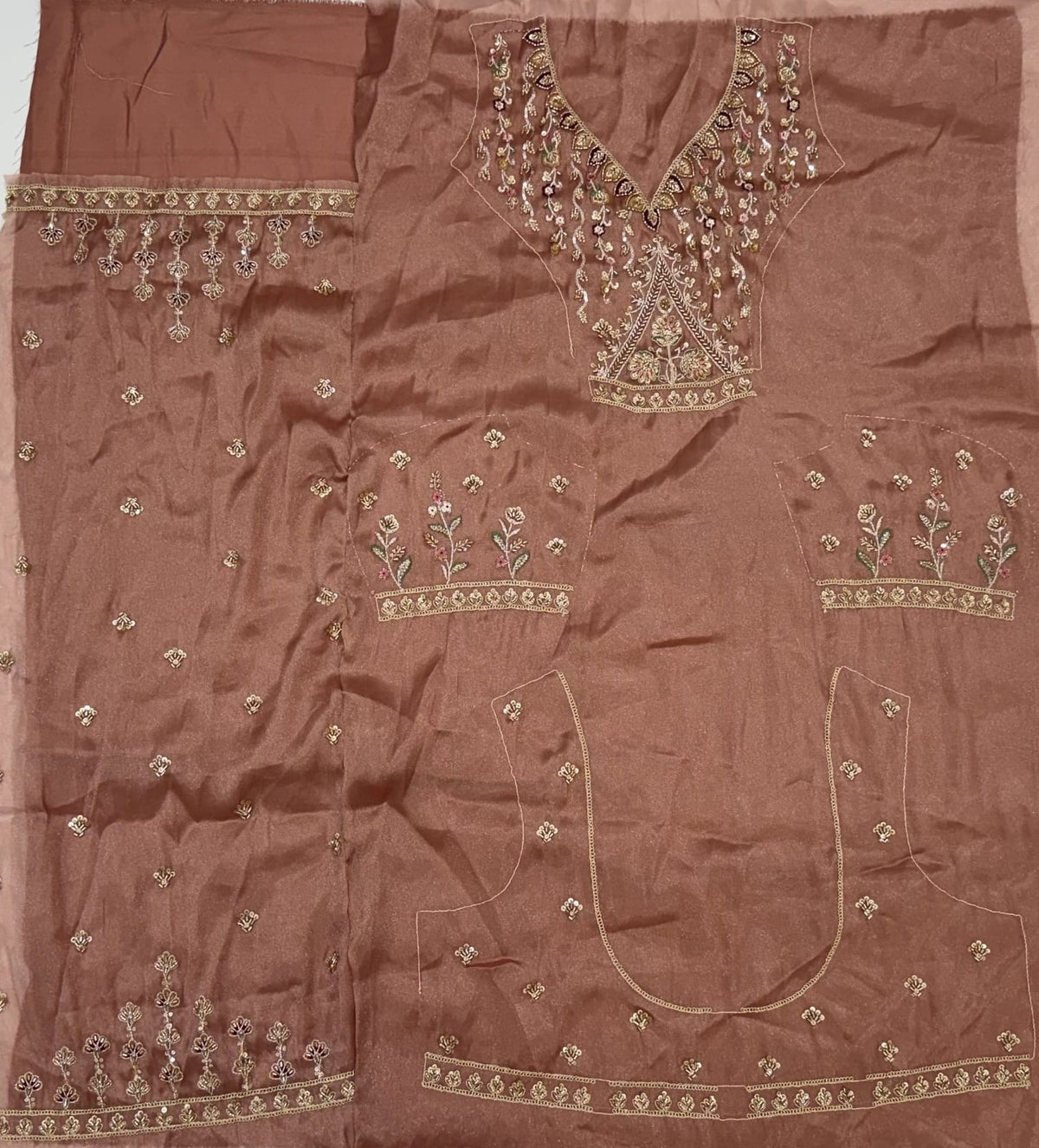 Pink Pure Chandnia Silk Handwork Motif Peacock Pattern Crystal Beads Multi Thread Dori &amp; Sequins Work Bridal Lehenga Choli