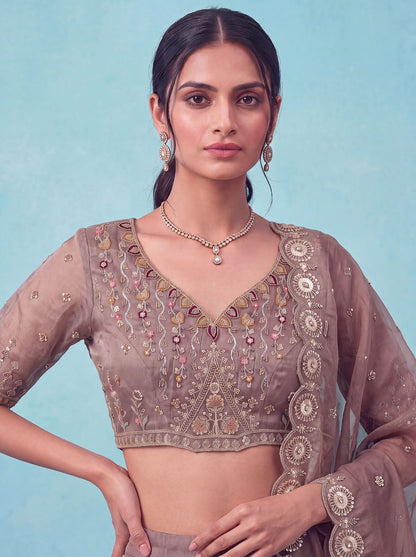 Cadet Pure Chandnia Silk Handwork Motif Peacock Pattern Crystal Beads Multi Thread Dori &amp; Sequins Work Bridal Lehenga Choli