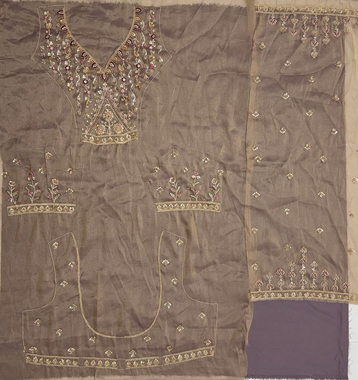 Cadet Pure Chandnia Silk Handwork Motif Peacock Pattern Crystal Beads Multi Thread Dori &amp; Sequins Work Bridal Lehenga Choli