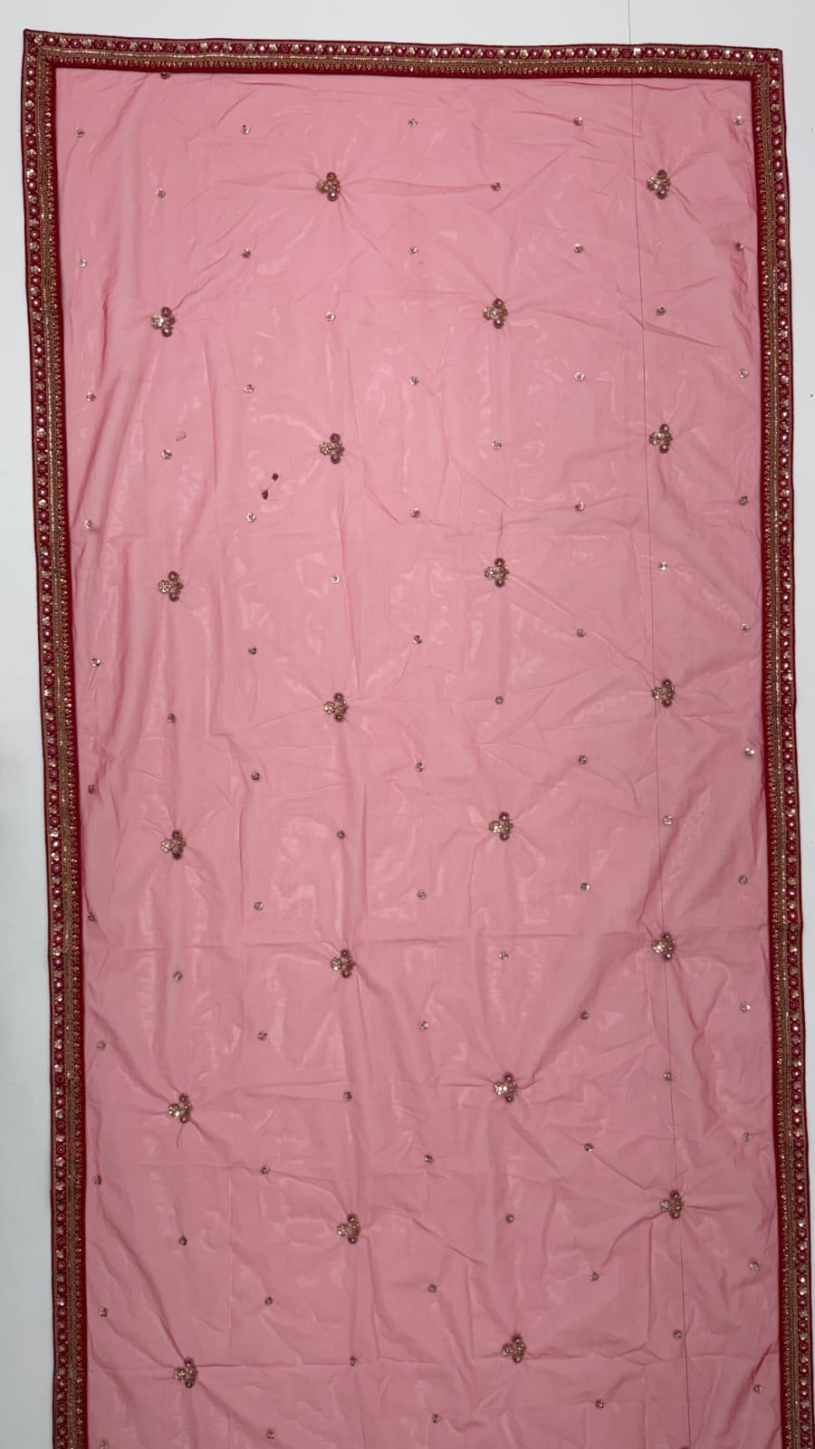 Red Pure Premium Gadhwal Silk Peacock &amp; Giraffe Thread &amp; Zari Handwork Crystal Motif 
Sequins Work Bridal Lehenga Choli
