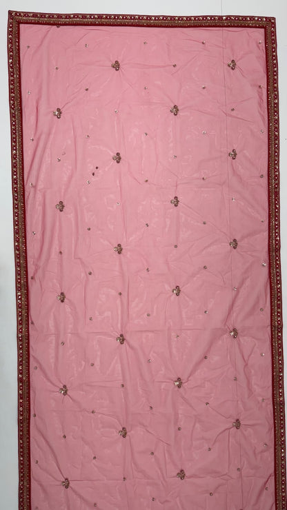 Red Pure Premium Gadhwal Silk Peacock &amp; Giraffe Thread &amp; Zari Handwork Crystal Motif 
Sequins Work Bridal Lehenga Choli