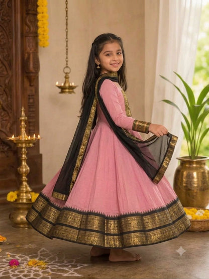 Baby Pink Pure Heavy Cotton Blend Elegant Anarkali Gown