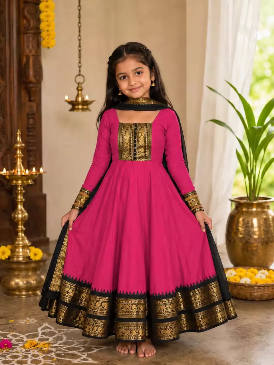 Pink Pure Heavy Cotton Blend Elegant Anarkali Gown
