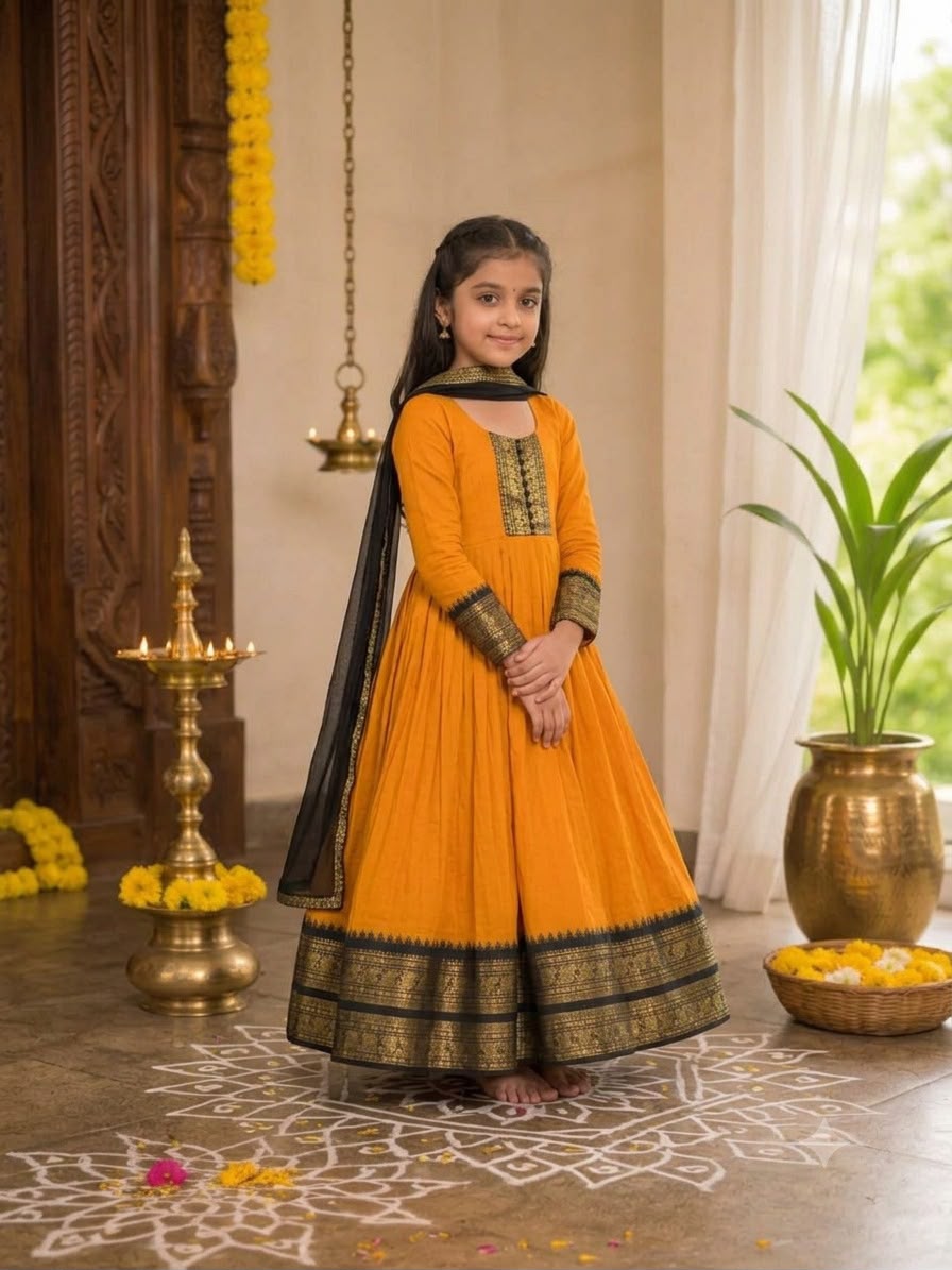 Mustard Pure Heavy Cotton Blend Elegant Anarkali Gown