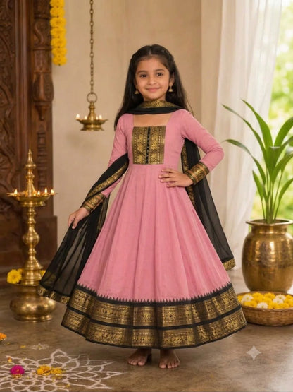Baby Pink Pure Heavy Cotton Blend Elegant Anarkali Gown
