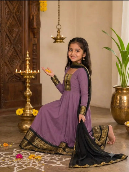 Purple Pure Heavy Cotton Blend Elegant Anarkali Gown