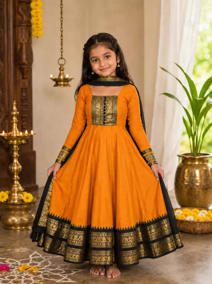 Mustard Pure Heavy Cotton Blend Elegant Anarkali Gown