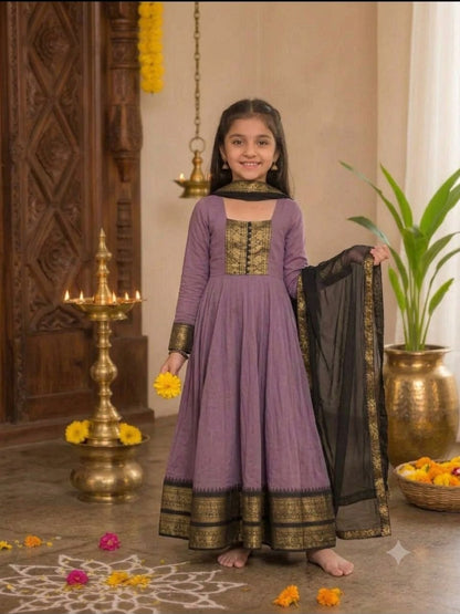 Purple Pure Heavy Cotton Blend Elegant Anarkali Gown