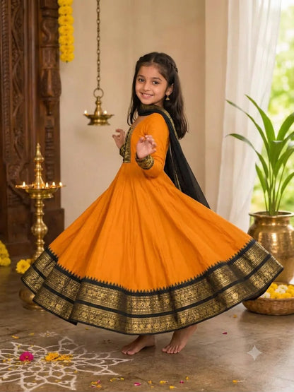 Mustard Pure Heavy Cotton Blend Elegant Anarkali Gown