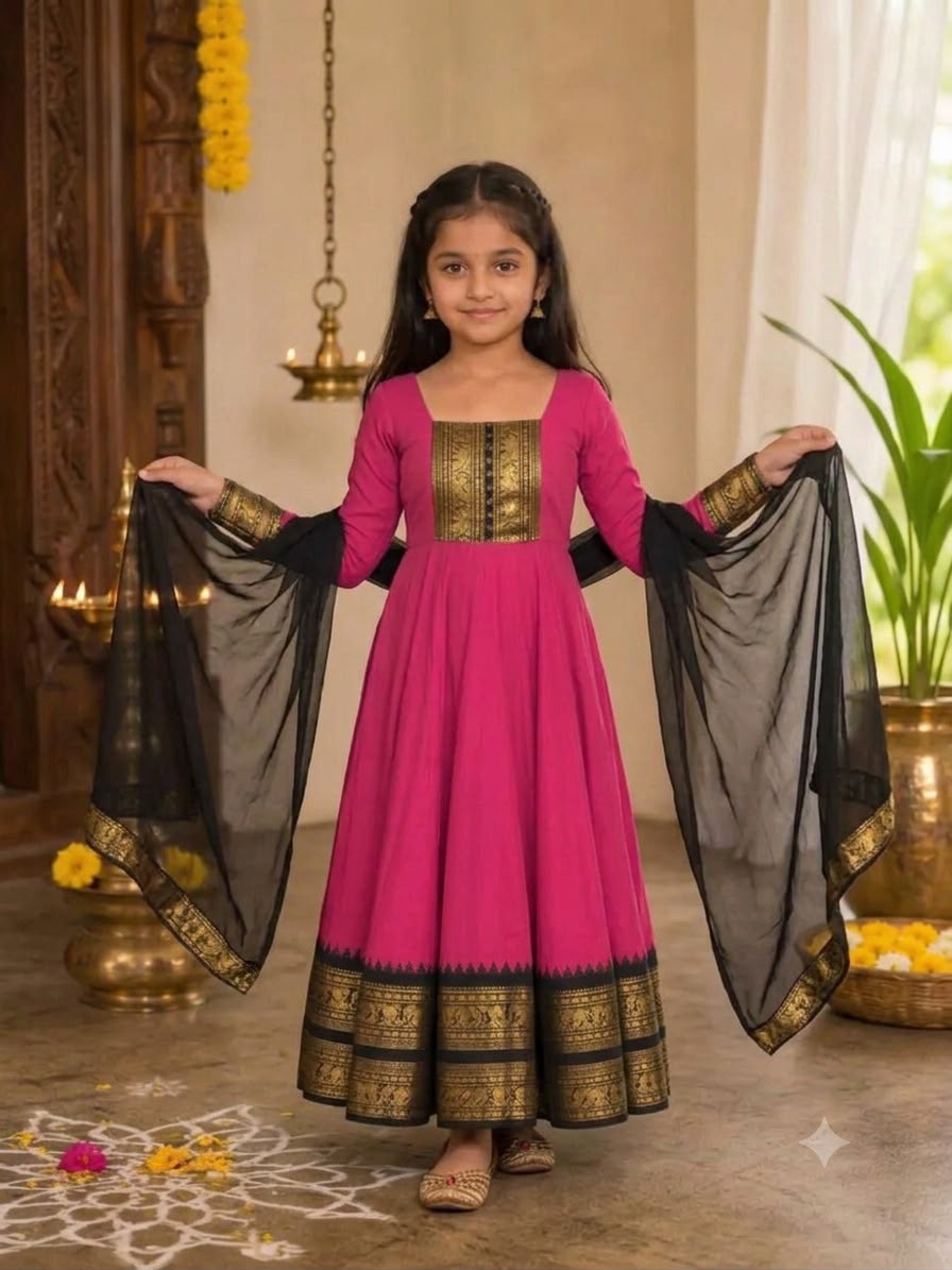 Pink Pure Heavy Cotton Blend Elegant Anarkali Gown