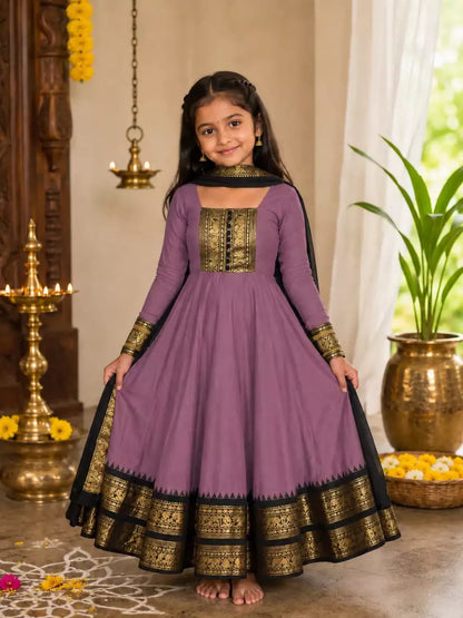 Purple Pure Heavy Cotton Blend Elegant Anarkali Gown