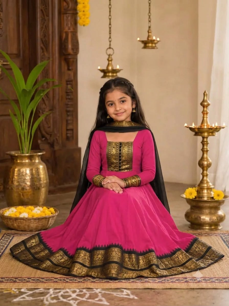 Pink Pure Heavy Cotton Blend Elegant Anarkali Gown