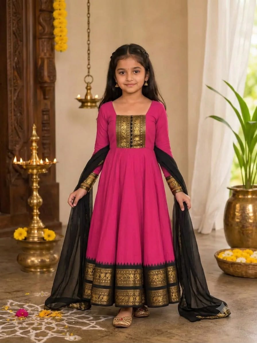 Pink Pure Heavy Cotton Blend Elegant Anarkali Gown
