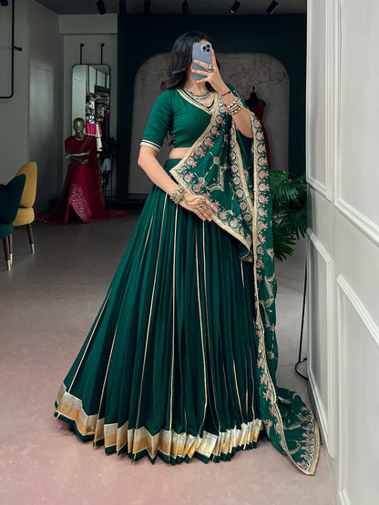 Green Pure Georgette Vintage Work Navratri Lehenga Choli