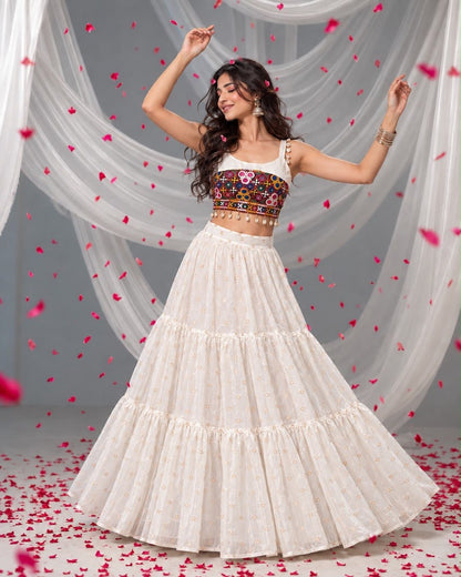 Gajri Pure Rayon Cotton Gota Patti Work Navratri Lehenga Choli