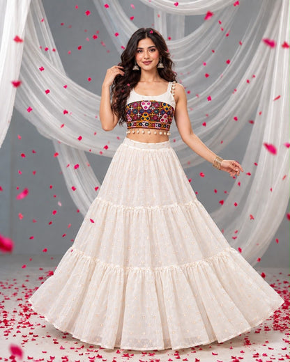 Gajri Pure Rayon Cotton Gota Patti Work Navratri Lehenga Choli