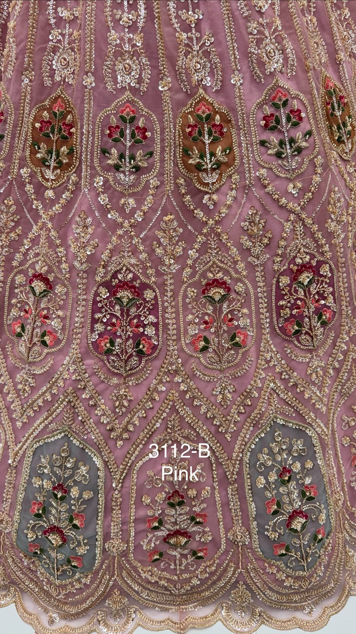Pink Pure Heavy Net Motif Handwork Zari Sequins Work Bridal Lehenga Choli
