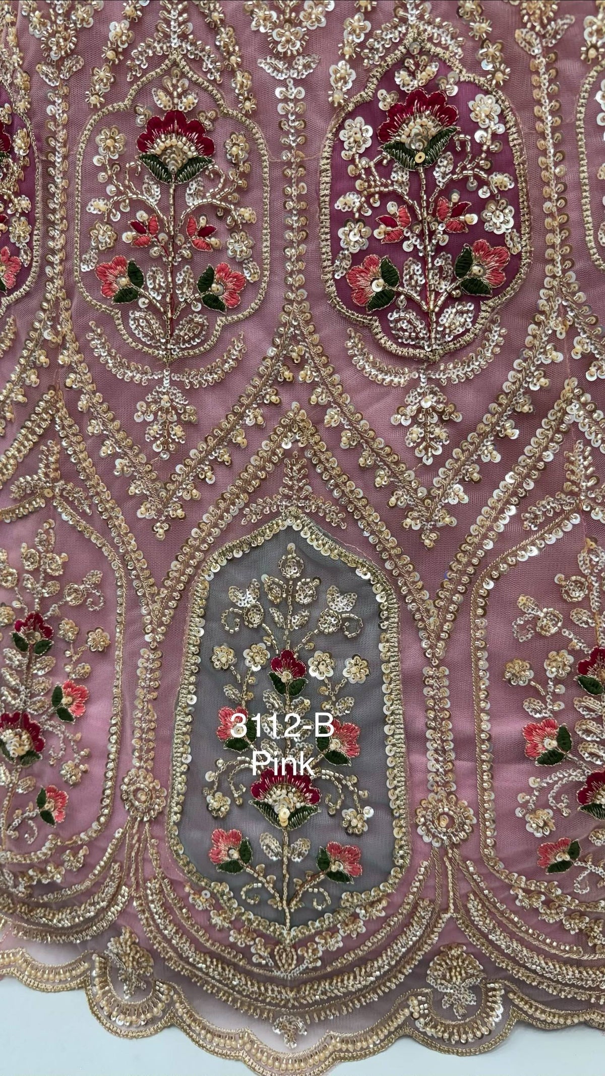 Pink Pure Heavy Net Motif Handwork Zari Sequins Work Bridal Lehenga Choli