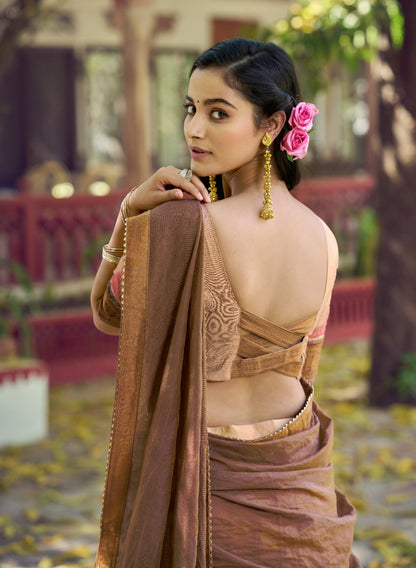 Chiku Pure Poly Dyeable with Zari Woven Border Work South Indian Lehenga Choli