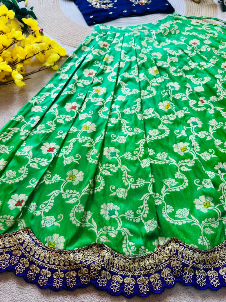 Parrot Pure Vichitra Silk Maggam Work Kid&