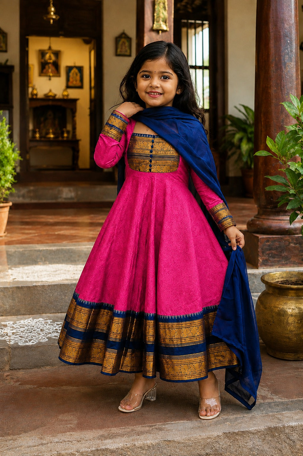 Rani Pure Heavy Georgette Elegant Jacquard Border kid&