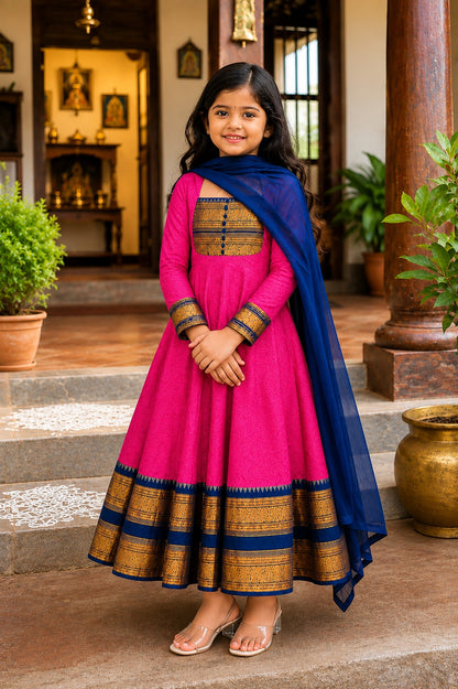 Rani Pure Heavy Georgette Elegant Jacquard Border kid&