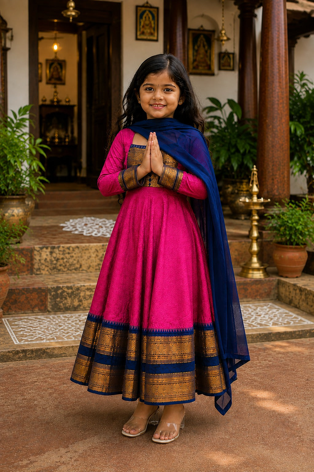 Rani Pure Heavy Georgette Elegant Jacquard Border kid&