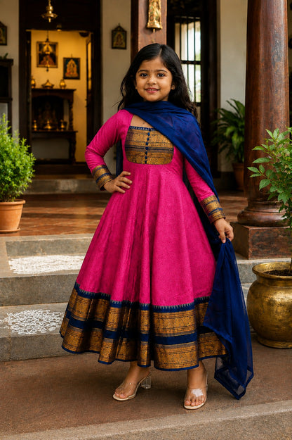 Rani Pure Heavy Georgette Elegant Jacquard Border kid&