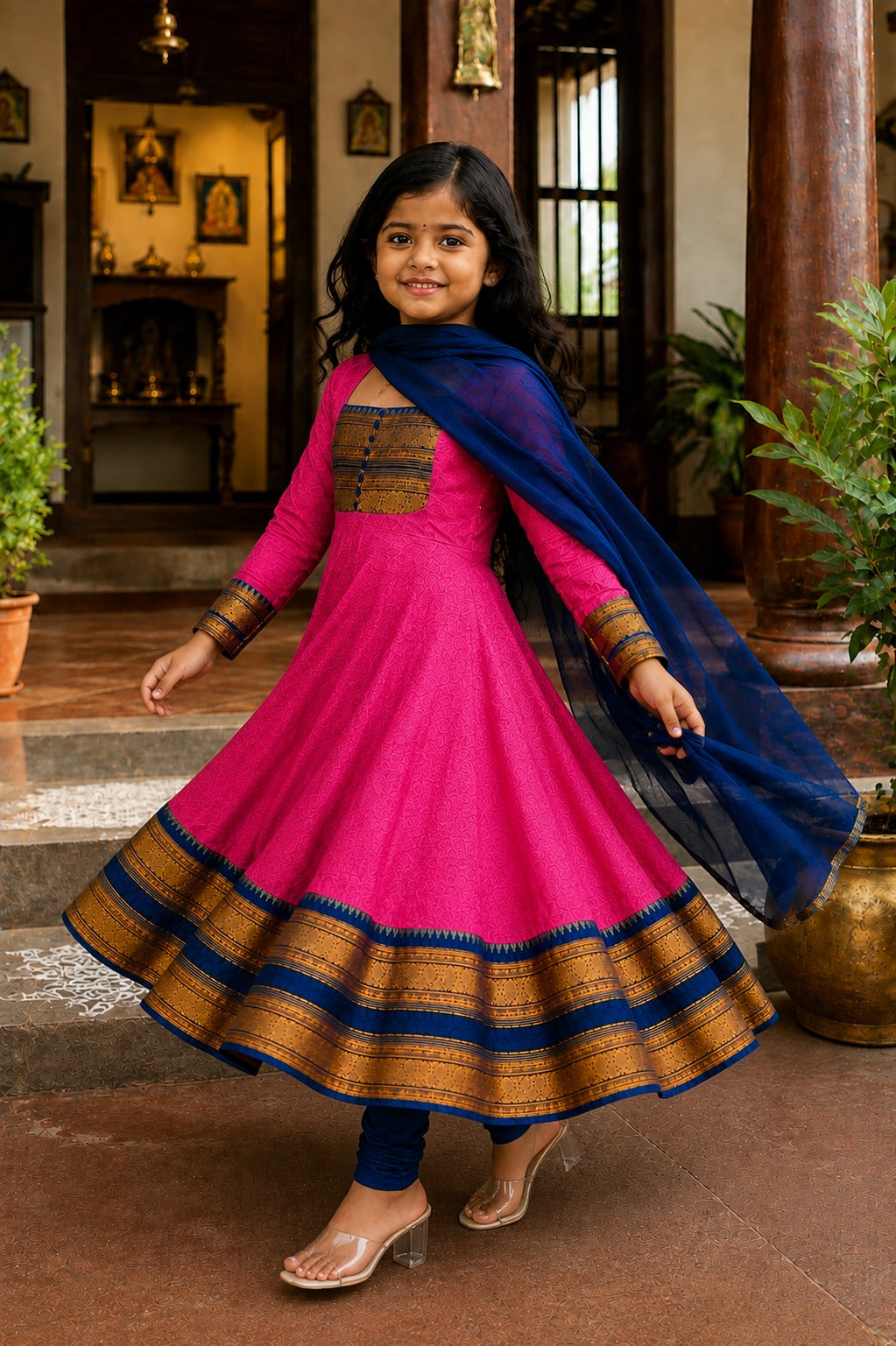 Rani Pure Heavy Georgette Elegant Jacquard Border kid&