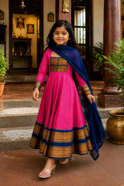 Rani Pure Heavy Georgette Elegant Jacquard Border kid&