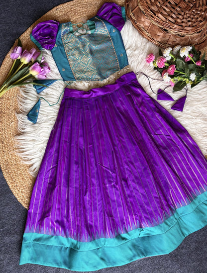 Purple Pure Soft Traditional Gadwal Silk kid&