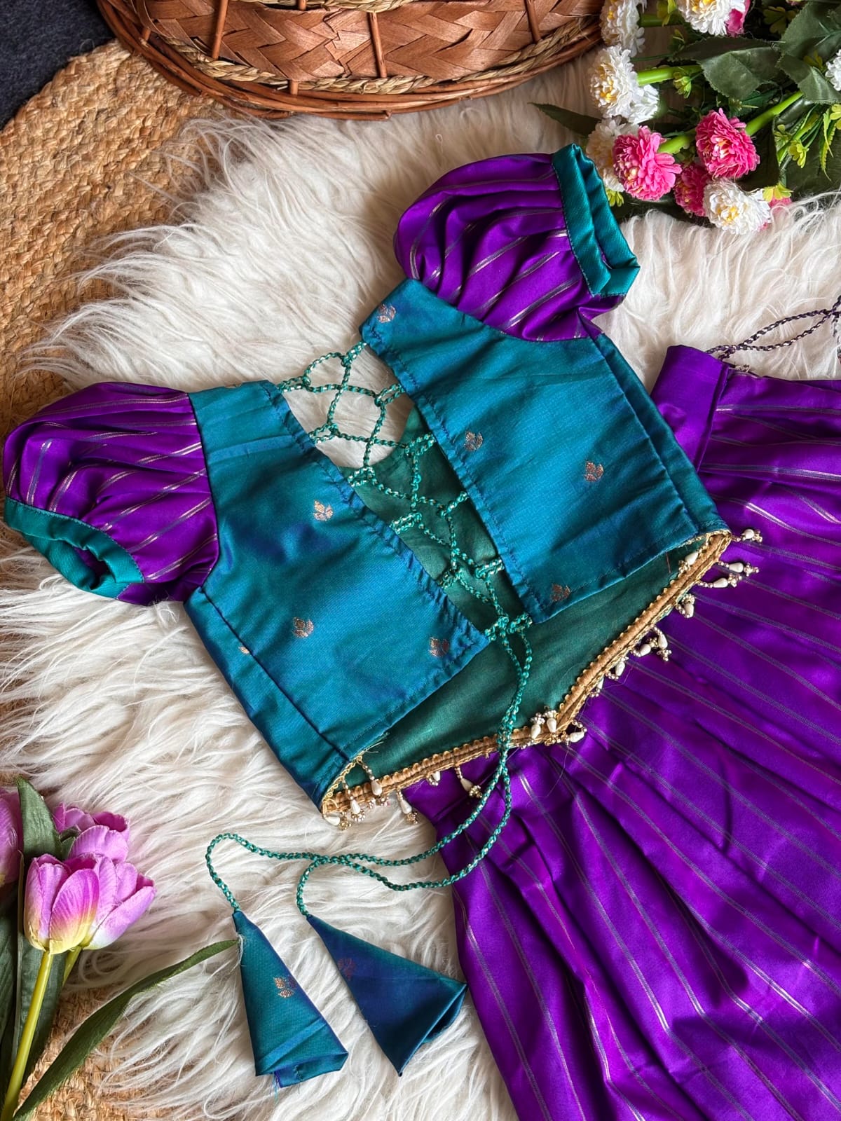 Purple Pure Soft Traditional Gadwal Silk kid&