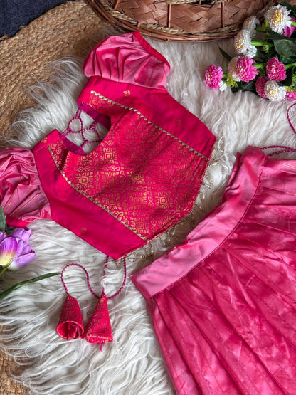 Pink Pure Soft Traditional Gadwal Silk kid&