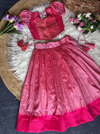 Pink Pure Soft Traditional Gadwal Silk kid&