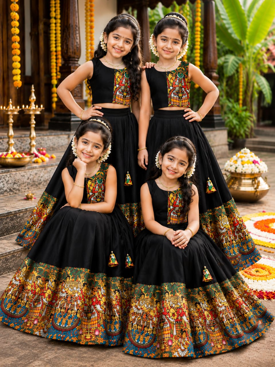 Black Pure Traditional Kerala Kathakali Digital Print kid&