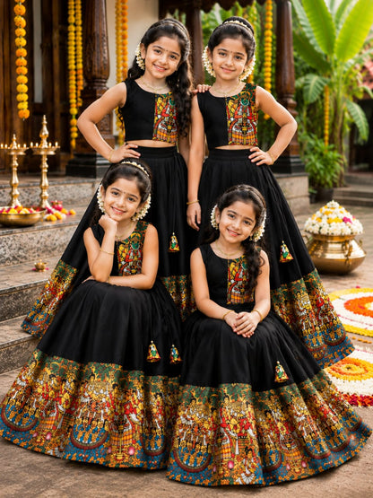 Black Pure Traditional Kerala Kathakali Digital Print kid&