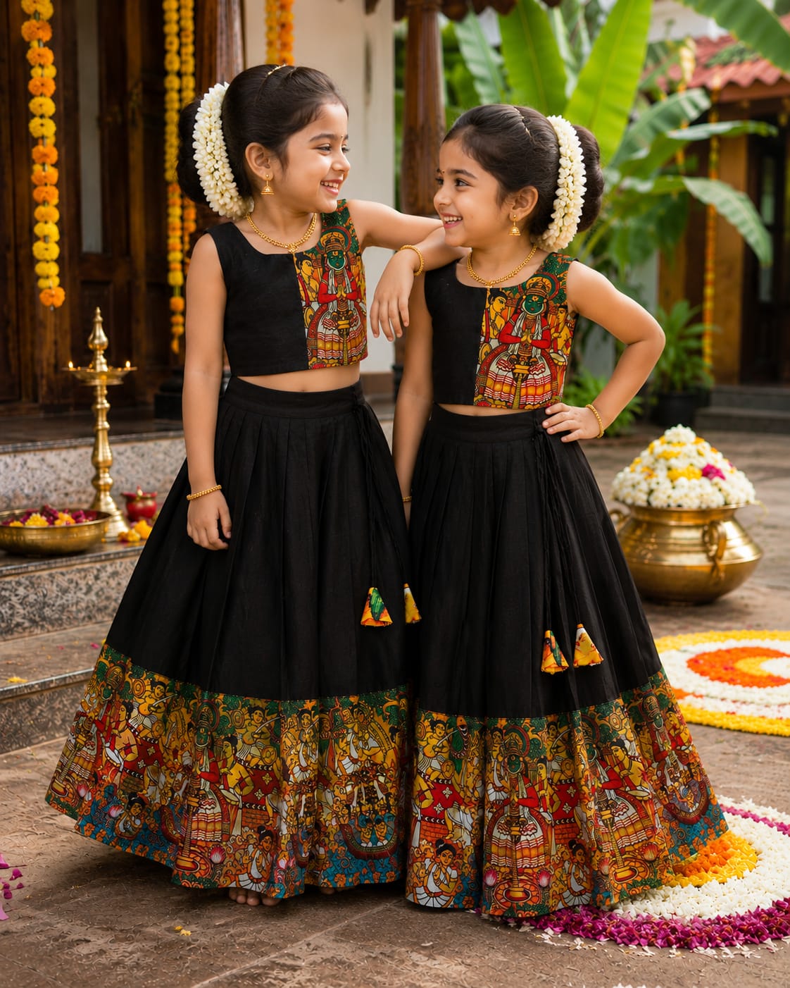 Black Pure Traditional Kerala Kathakali Digital Print kid&