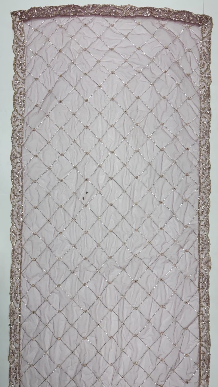 Lavender Pure Premium Net Handwork Motif Crystal Patch Multi Thread &amp; Sequins Work Bridal Lehenga Choli