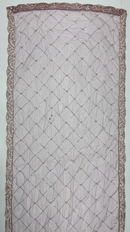 Lavender Pure Premium Net Handwork Motif Crystal Patch Multi Thread &amp; Sequins Work Bridal Lehenga Choli
