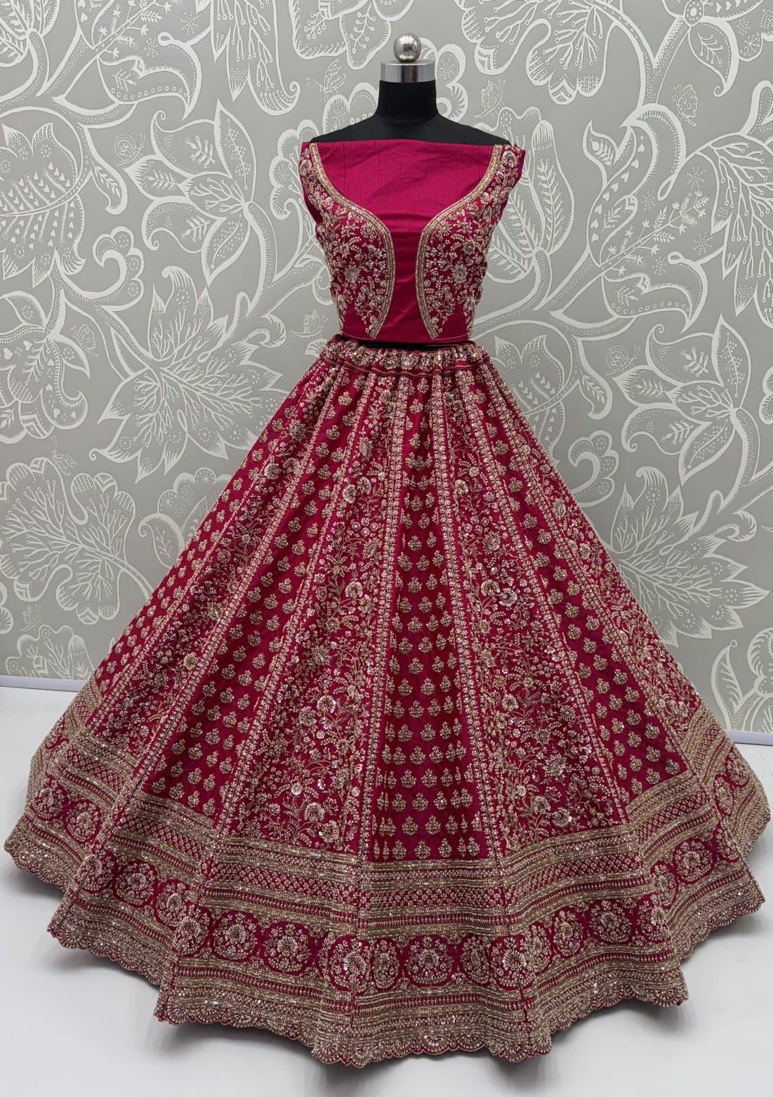 Rani Pure Soft Gadhwal Silk Heavy Embroidery Work Bridal Lehenga Choli