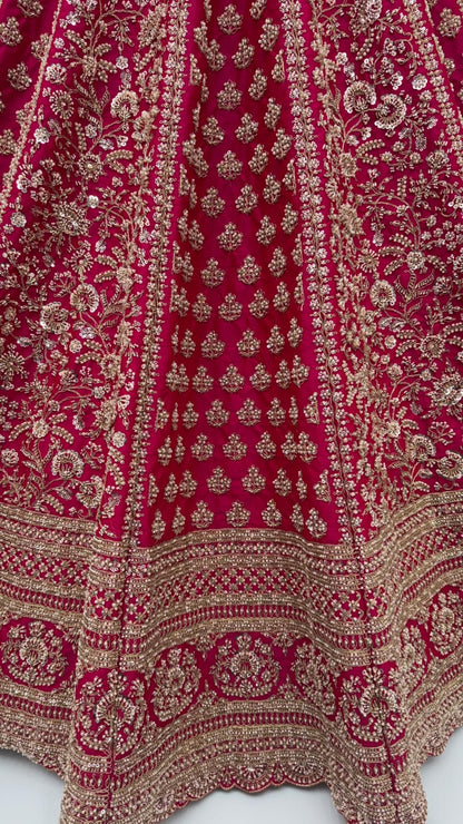 Rani Pure Soft Gadhwal Silk Heavy Embroidery Work Bridal Lehenga Choli