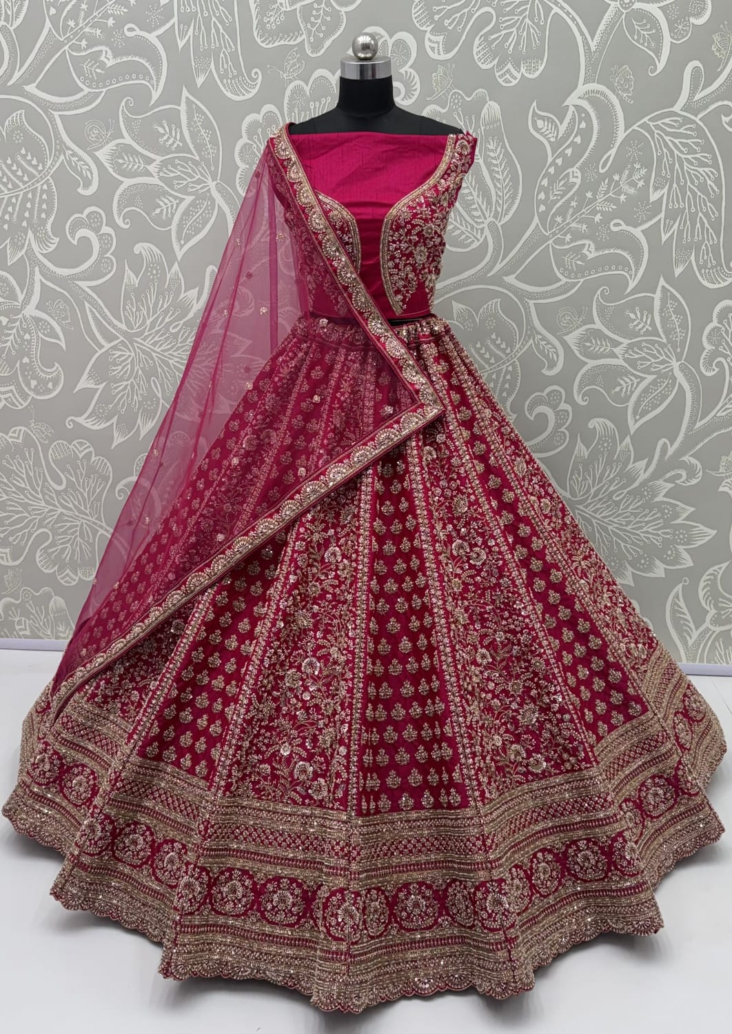 Rani Pure Soft Gadhwal Silk Heavy Embroidery Work Bridal Lehenga Choli