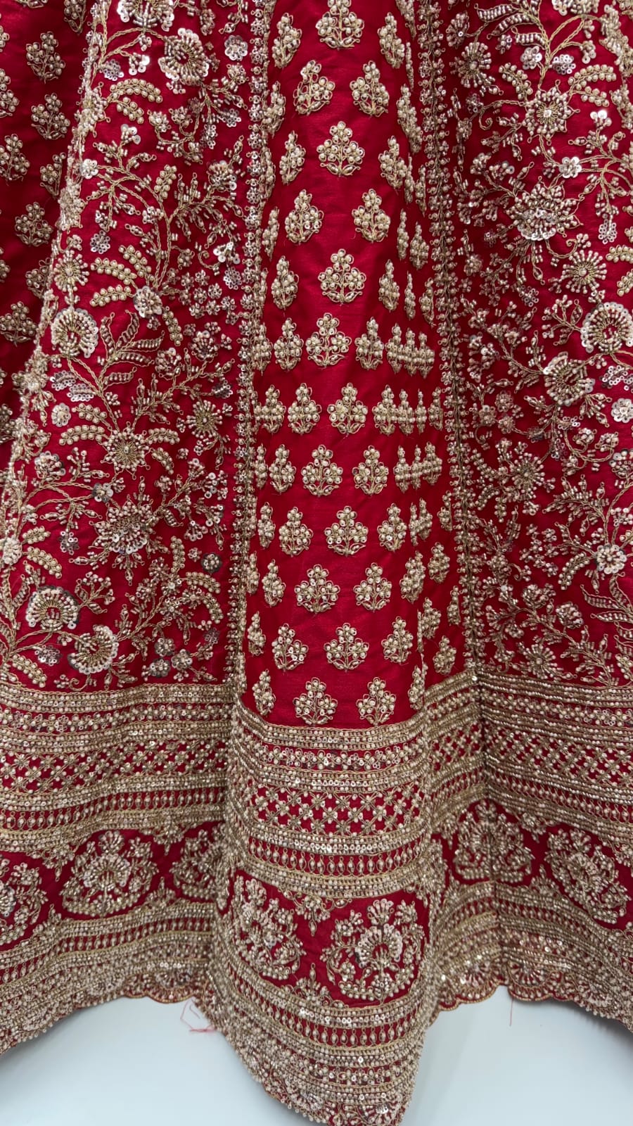 Red Pure Soft Gadhwal Silk Heavy Embroidery Work Bridal Lehenga Choli