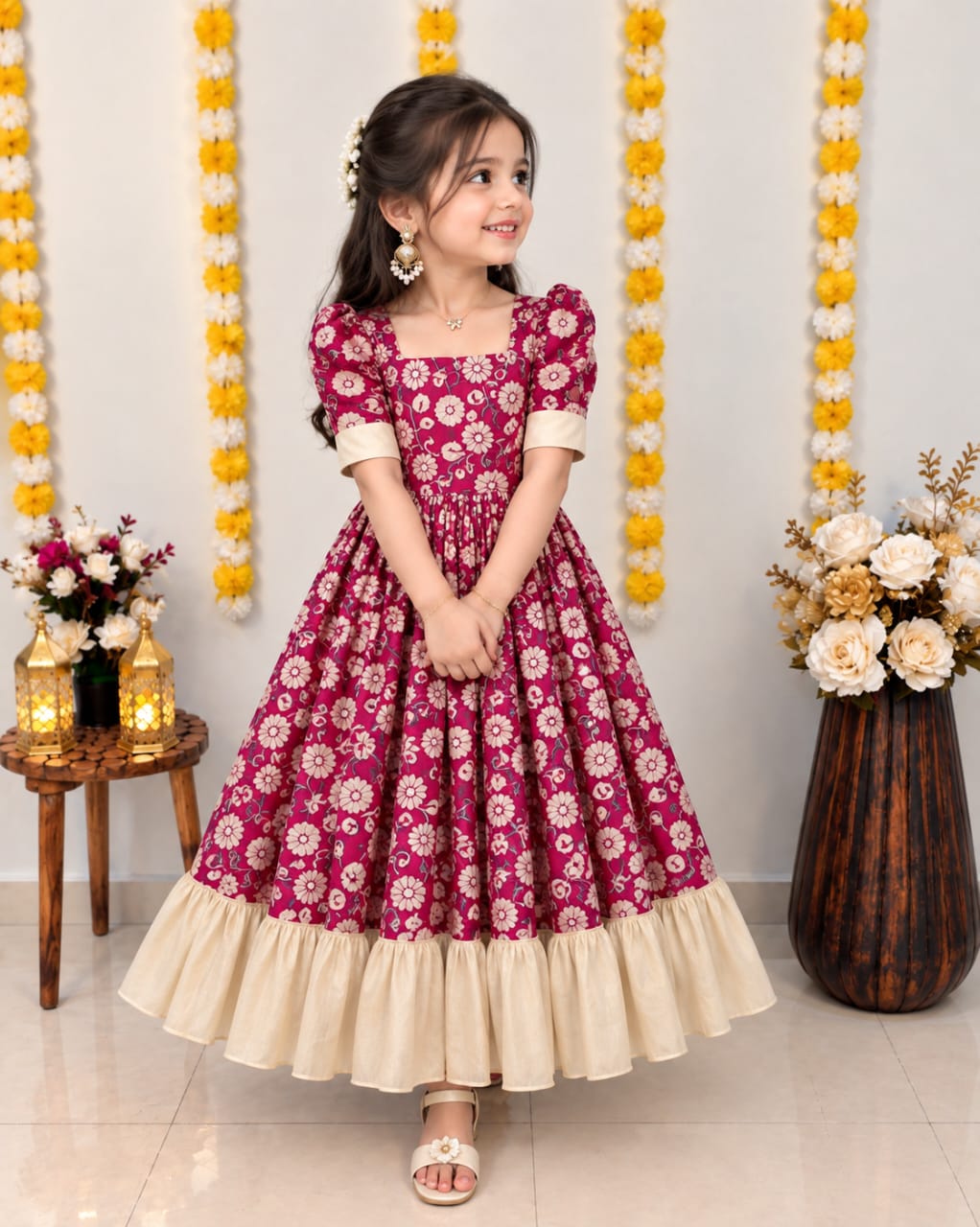 Pink Pure Soft Silk Kalamkari Digital Print kid&