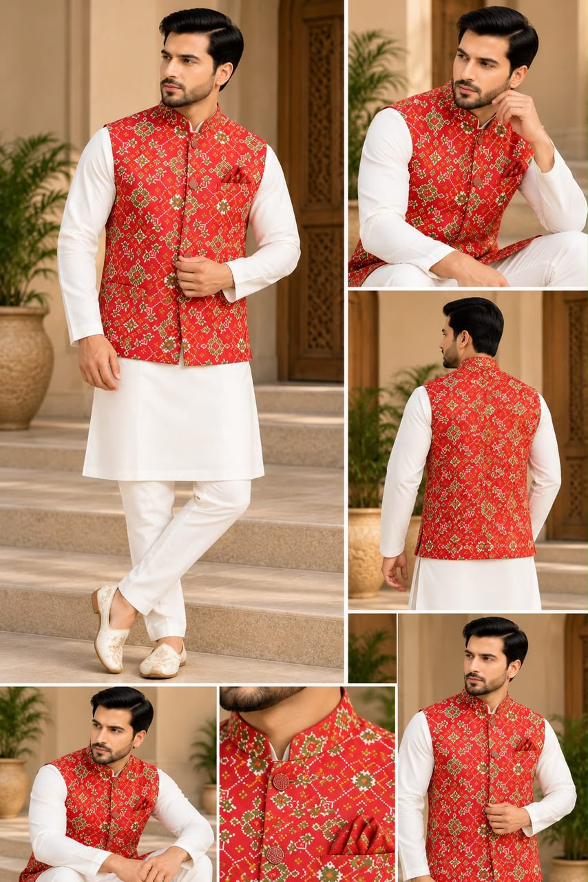 White Pure Malai Satin Kurta Pajama With Koti Jacket