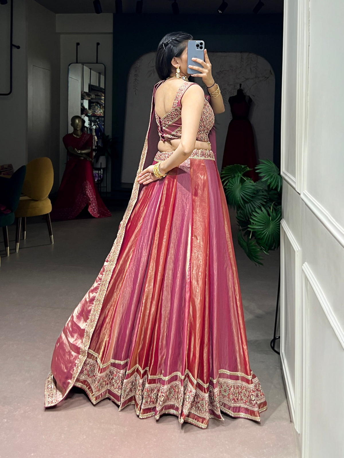 Pink Pure Frendy Silk with Exquisite Sequins Thread Embroidery Work Chaniya Choli