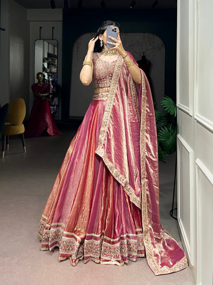 Pink Pure Frendy Silk with Exquisite Sequins Thread Embroidery Work Chaniya Choli