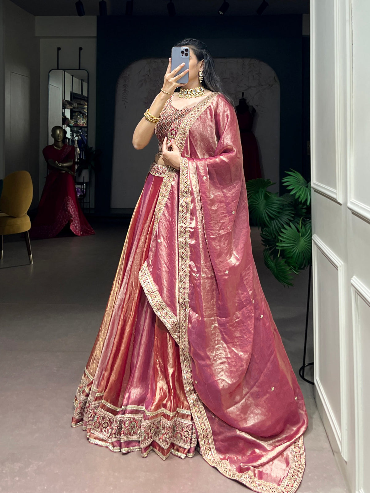 Pink Pure Frendy Silk with Exquisite Sequins Thread Embroidery Work Chaniya Choli