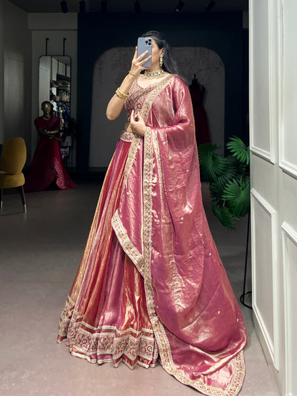 Pink Pure Frendy Silk with Exquisite Sequins Thread Embroidery Work Chaniya Choli