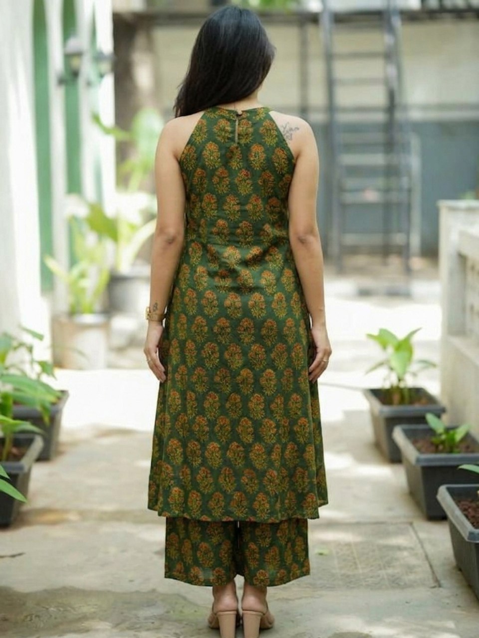 Green Pure Soft Rayon Printed Kurti Pant Dupatta Set